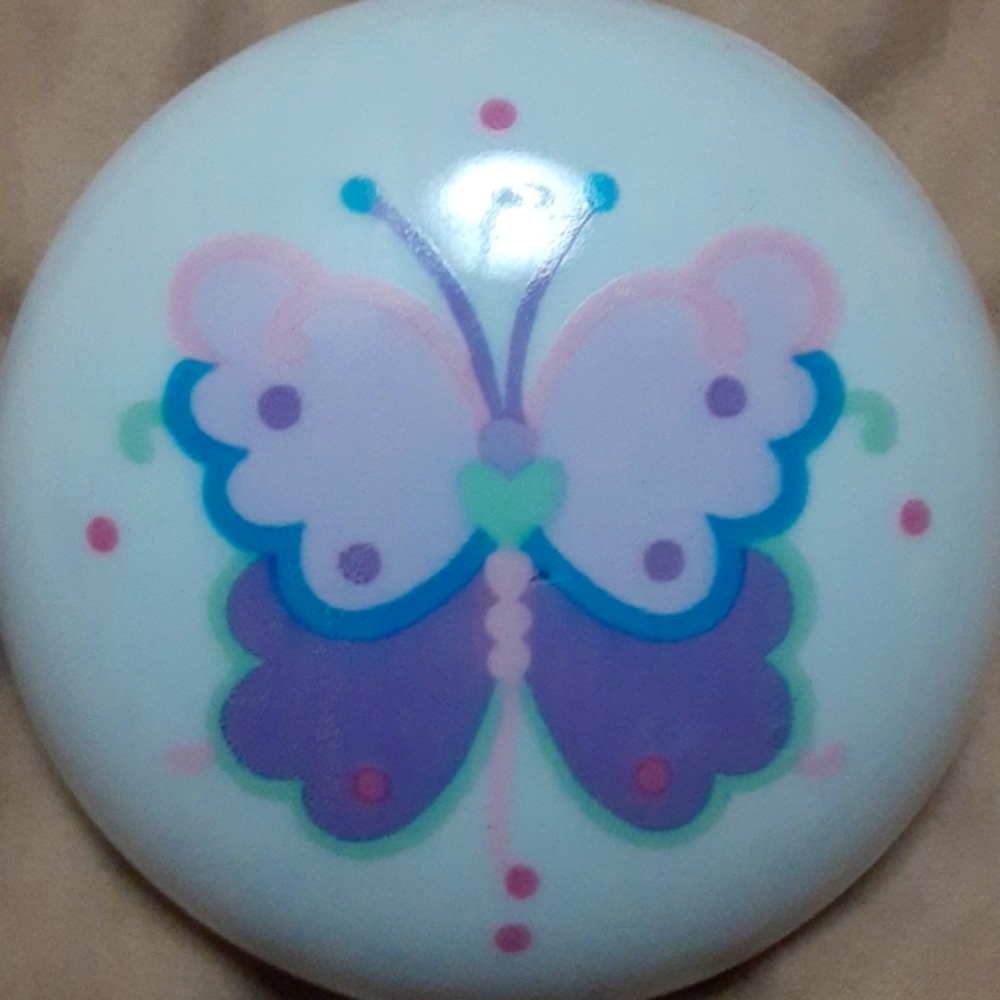 1989 LVC Porcelain Butterfly Girls Trinket Box